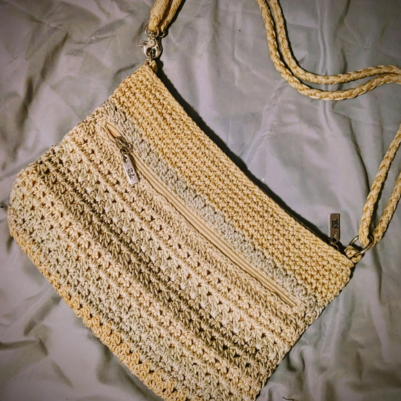 The Sak Handbags - The Sak Cream and Tan Crochet Crossbody Bag